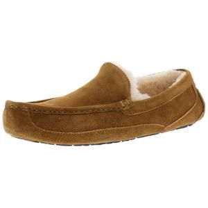 Ugg Mens Ascot Tan Suede Shearling Slip On Moccasin Slippers Shoes NWT